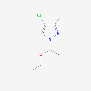 molecular formula C7H10ClIN2O B2838278 4-氯-1-(1-乙氧基乙基)-3-碘-1H-吡唑 CAS No. 2197054-81-0