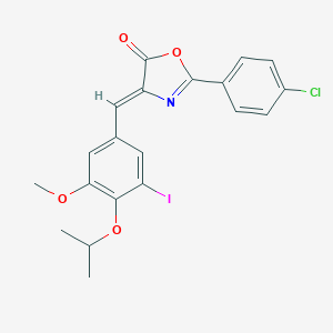 molecular formula C20H17ClINO4 B283828 2-(4-chlorophenyl)-4-(3-iodo-4-isopropoxy-5-methoxybenzylidene)-1,3-oxazol-5(4H)-one 