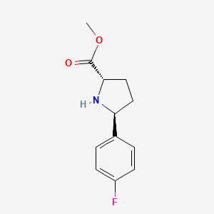 molecular formula C12H14FNO2 B2838289 Methyl (2S,5S)-5-(4-fluorophenyl)pyrrolidine-2-carboxylate CAS No. 2166224-81-1