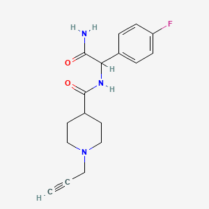 molecular formula C17H20FN3O2 B2838297 2-(4-Fluorophenyl)-2-{[1-(prop-2-yn-1-yl)piperidin-4-yl]formamido}acetamide CAS No. 1796892-67-5