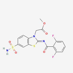 molecular formula C17H13F2N3O5S2 B2838301 Methyl 2-[2-(2,6-difluorobenzoyl)imino-6-sulfamoyl-1,3-benzothiazol-3-yl]acetate CAS No. 865199-25-3