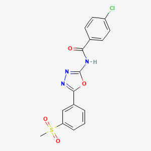 molecular formula C16H12ClN3O4S B2838307 4-氯-N-[5-(3-甲基磺酰苯基)-1,3,4-噁二唑-2-基]苯甲酰胺 CAS No. 886927-16-8
