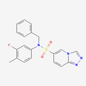 molecular formula C20H17FN4O2S B2838319 N-benzyl-N-(3-fluoro-4-methylphenyl)-[1,2,4]triazolo[4,3-a]pyridine-6-sulfonamide CAS No. 1251577-75-9