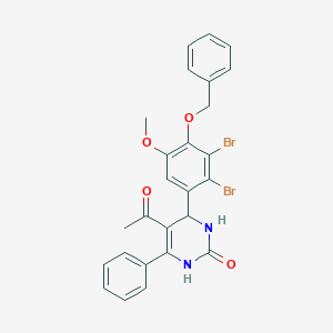 molecular formula C26H22Br2N2O4 B283834 5-acetyl-4-[4-(benzyloxy)-2,3-dibromo-5-methoxyphenyl]-6-phenyl-3,4-dihydropyrimidin-2(1H)-one 