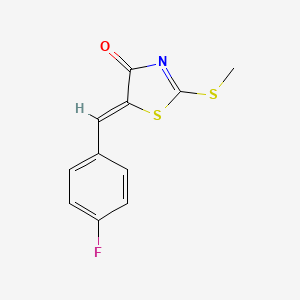molecular formula C11H8FNOS2 B2838341 5-[(Z)-(4-fluorophenyl)methylidene]-2-(methylsulfanyl)-1,3-thiazol-4-one CAS No. 1544401-87-7