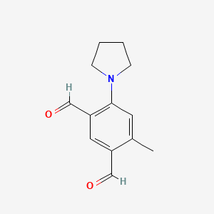 molecular formula C13H15NO2 B2838342 4-Methyl-6-(pyrrolidin-1-yl)benzene-1,3-dicarbaldehyde CAS No. 944893-93-0