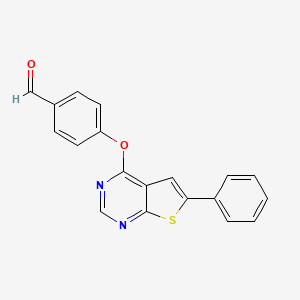 molecular formula C19H12N2O2S B2838347 4-[(6-Phenylthieno[2,3-d]pyrimidin-4-yl)oxy]benzaldehyde CAS No. 379248-84-7