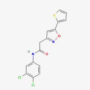 molecular formula C15H10Cl2N2O2S B2838356 N-(3,4-dichlorophenyl)-2-(5-(thiophen-2-yl)isoxazol-3-yl)acetamide CAS No. 946284-61-3