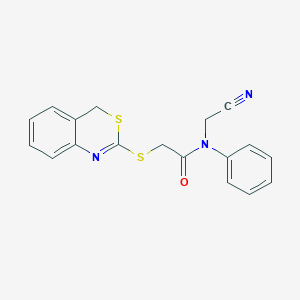 molecular formula C18H15N3OS2 B2838361 2-(4H-3,1-苯并噻唑-2-基硫基)-N-(氰甲基)-N-苯乙酰胺 CAS No. 1253398-56-9