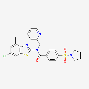 N-(6-chloro-4-methylbenzo[d]thiazol-2-yl)-N-(pyridin-2-ylmethyl)-4-(pyrrolidin-1-ylsulfonyl)benzamide