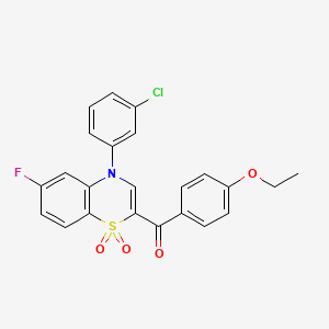 molecular formula C23H17ClFNO4S B2838368 (4-(3-chlorophenyl)-6-fluoro-1,1-dioxido-4H-benzo[b][1,4]thiazin-2-yl)(4-ethoxyphenyl)methanone CAS No. 1114658-26-2