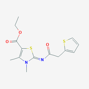 (E)-ethyl 3,4-dimethyl-2-((2-(thiophen-2-yl)acetyl)imino)-2,3-dihydrothiazole-5-carboxylate