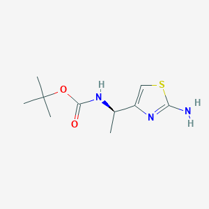 molecular formula C10H17N3O2S B2838373 Tert-butyl N-[(1R)-1-(2-amino-1,3-thiazol-4-yl)ethyl]carbamate CAS No. 2445750-06-9
