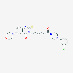 3-{6-[4-(3-Chlorophenyl)piperazin-1-yl]-6-oxohexyl}-6-(morpholin-4-yl)-2-sulfanylidene-1,2,3,4-tetrahydroquinazolin-4-one