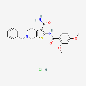 molecular formula C24H26ClN3O4S B2838397 6-Benzyl-2-(2,4-dimethoxybenzamido)-4,5,6,7-tetrahydrothieno[2,3-c]pyridine-3-carboxamide hydrochloride CAS No. 1216840-89-9