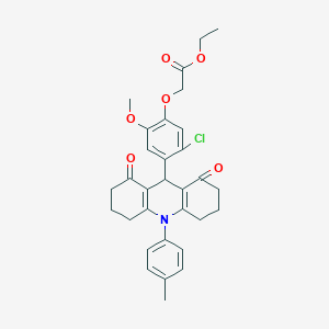Ethyl {5-chloro-2-methoxy-4-[10-(4-methylphenyl)-1,8-dioxo-1,2,3,4,5,6,7,8,9,10-decahydroacridin-9-yl]phenoxy}acetate