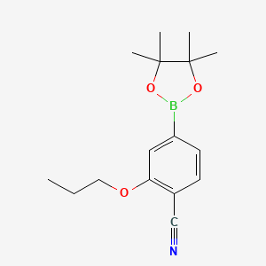 molecular formula C16H22BNO3 B2838404 2-丙氧基-4-(四甲基-1,3,2-二氧杂硼杂环戊烷-2-基)苯甲腈 CAS No. 2490666-10-7