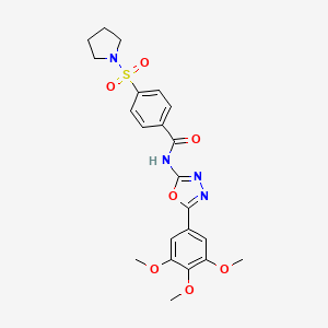molecular formula C22H24N4O7S B2838406 4-(pyrrolidin-1-ylsulfonyl)-N-(5-(3,4,5-trimethoxyphenyl)-1,3,4-oxadiazol-2-yl)benzamide CAS No. 533871-36-2