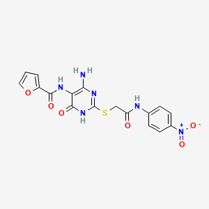 molecular formula C17H14N6O6S B2838407 N-(4-amino-2-((2-((4-nitrophenyl)amino)-2-oxoethyl)thio)-6-oxo-1,6-dihydropyrimidin-5-yl)furan-2-carboxamide CAS No. 868226-37-3