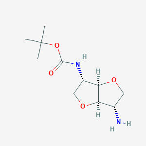molecular formula C11H20N2O4 B2838409 tert-butyl N-[(3S,3aR,6S,6aR)-6-amino-hexahydrofuro[3,2-b]furan-3-yl]carbamate CAS No. 1932199-27-3