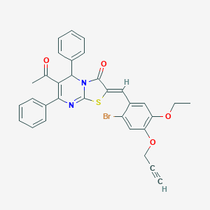 molecular formula C32H25BrN2O4S B283841 6-acetyl-2-[2-bromo-5-ethoxy-4-(2-propynyloxy)benzylidene]-5,7-diphenyl-5H-[1,3]thiazolo[3,2-a]pyrimidin-3(2H)-one 