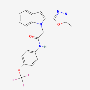 molecular formula C20H15F3N4O3 B2838421 2-[2-(5-methyl-1,3,4-oxadiazol-2-yl)-1H-indol-1-yl]-N-[4-(trifluoromethoxy)phenyl]acetamide CAS No. 923122-70-7