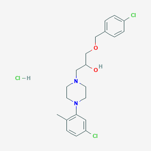 molecular formula C21H27Cl3N2O2 B2838428 1-(4-(5-氯-2-甲基苯基)哌嗪-1-基)-3-((4-氯苯甲基)氧)丙醇盐酸盐 CAS No. 1327646-94-5