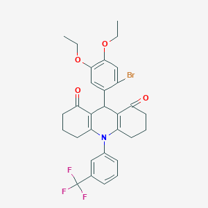 molecular formula C30H29BrF3NO4 B283843 9-(2-bromo-4,5-diethoxyphenyl)-10-[3-(trifluoromethyl)phenyl]-3,4,6,7,9,10-hexahydro-1,8(2H,5H)-acridinedione 