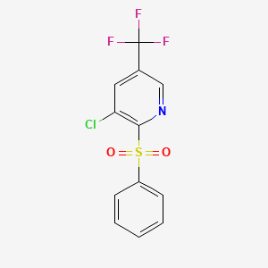 molecular formula C12H7ClF3NO2S B2838430 3-Chloro-2-(phenylsulfonyl)-5-(trifluoromethyl)pyridine CAS No. 204577-97-9