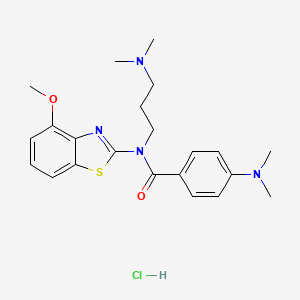 molecular formula C22H29ClN4O2S B2838436 4-(dimethylamino)-N-(3-(dimethylamino)propyl)-N-(4-methoxybenzo[d]thiazol-2-yl)benzamide hydrochloride CAS No. 1215408-47-1