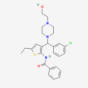 molecular formula C26H30ClN3O2S B2838440 N-(3-((3-chlorophenyl)(4-(2-hydroxyethyl)piperazin-1-yl)methyl)-5-ethylthiophen-2-yl)benzamide CAS No. 690640-35-8