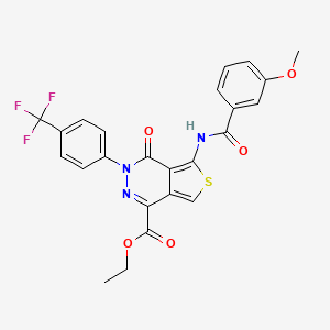 molecular formula C24H18F3N3O5S B2838451 Ethyl 5-[(3-methoxybenzoyl)amino]-4-oxo-3-[4-(trifluoromethyl)phenyl]thieno[3,4-d]pyridazine-1-carboxylate CAS No. 851951-16-1