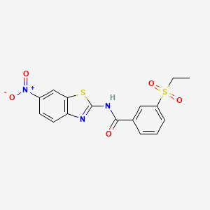 molecular formula C16H13N3O5S2 B2838453 3-(乙基磺酰基)-N-(6-硝基苯并[d]噻唑-2-基)苯甲酰胺 CAS No. 886916-69-4