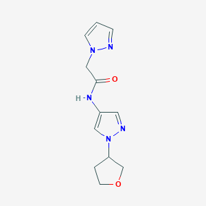 molecular formula C12H15N5O2 B2838454 2-(1H-吡唑-1-基)-N-(1-(四氢呋喃-3-基)-1H-吡唑-4-基)乙酰胺 CAS No. 1797638-53-9