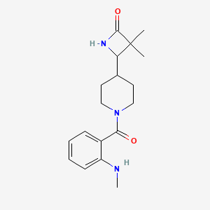 molecular formula C18H25N3O2 B2838457 3,3-Dimethyl-4-[1-[2-(methylamino)benzoyl]piperidin-4-yl]azetidin-2-one CAS No. 2224071-52-5