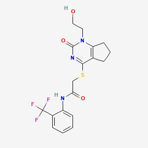 2-((1-(2-hydroxyethyl)-2-oxo-2,5,6,7-tetrahydro-1H-cyclopenta[d]pyrimidin-4-yl)thio)-N-(2-(trifluoromethyl)phenyl)acetamide