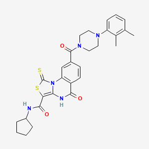 molecular formula C29H31N5O3S2 B2838461 N-cyclopentyl-8-(4-(2,3-dimethylphenyl)piperazine-1-carbonyl)-5-oxo-1-thioxo-4,5-dihydro-1H-thiazolo[3,4-a]quinazoline-3-carboxamide CAS No. 896383-71-4