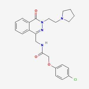 molecular formula C23H25ClN4O3 B2838463 2-(4-chlorophenoxy)-N-((4-oxo-3-(2-(pyrrolidin-1-yl)ethyl)-3,4-dihydrophthalazin-1-yl)methyl)acetamide CAS No. 1428373-13-0