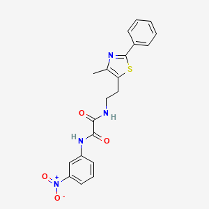 molecular formula C20H18N4O4S B2838464 N-[2-(4-methyl-2-phenyl-1,3-thiazol-5-yl)ethyl]-N'-(3-nitrophenyl)ethanediamide CAS No. 894012-43-2