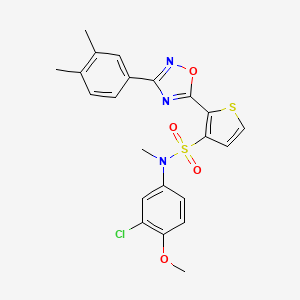 molecular formula C22H20ClN3O4S2 B2838469 N-(3-chloro-4-methoxyphenyl)-2-[3-(3,4-dimethylphenyl)-1,2,4-oxadiazol-5-yl]-N-methylthiophene-3-sulfonamide CAS No. 1207049-61-3