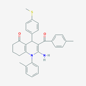 2-amino-3-(4-methylbenzoyl)-1-(2-methylphenyl)-4-(4-methylsulfanylphenyl)-4,6,7,8-tetrahydroquinolin-5-one