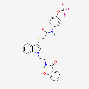 2-methoxy-N-[2-[3-[2-oxo-2-[4-(trifluoromethoxy)anilino]ethyl]sulfanylindol-1-yl]ethyl]benzamide
