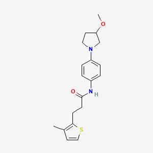 molecular formula C19H24N2O2S B2838483 N-(4-(3-甲氧基吡咯烷-1-基)苯基)-3-(3-甲硫代吡咯-2-基)丙酰胺 CAS No. 1797082-72-4