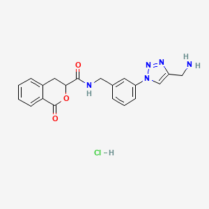 molecular formula C20H20ClN5O3 B2838485 N-[[3-[4-(Aminomethyl)triazol-1-yl]phenyl]methyl]-1-oxo-3,4-dihydroisochromene-3-carboxamide;hydrochloride CAS No. 2418731-29-8
