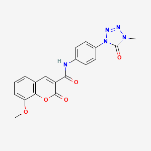 molecular formula C19H15N5O5 B2838491 8-methoxy-N-(4-(4-methyl-5-oxo-4,5-dihydro-1H-tetrazol-1-yl)phenyl)-2-oxo-2H-chromene-3-carboxamide CAS No. 1396848-11-5
