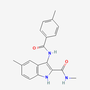 molecular formula C19H19N3O2 B2838498 N,5-dimethyl-3-{[(4-methylphenyl)carbonyl]amino}-1H-indole-2-carboxamide CAS No. 1351398-97-4