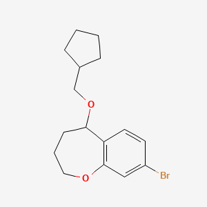 molecular formula C16H21BrO2 B2838502 8-溴-5-(环戊基甲氧基)-2,3,4,5-四氢-1-苯并氧杂环庚烷 CAS No. 2241138-62-3