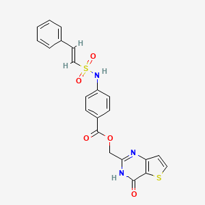 (4-Oxo-3H-thieno[3,2-d]pyrimidin-2-yl)methyl 4-[[(E)-2-phenylethenyl]sulfonylamino]benzoate