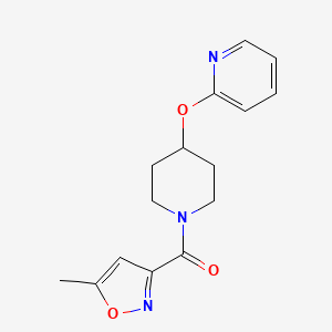 molecular formula C15H17N3O3 B2838508 (5-Methylisoxazol-3-yl)(4-(pyridin-2-yloxy)piperidin-1-yl)methanone CAS No. 1448060-76-1