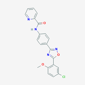 molecular formula C21H15ClN4O3 B283851 N-{4-[5-(5-chloro-2-methoxyphenyl)-1,2,4-oxadiazol-3-yl]phenyl}-2-pyridinecarboxamide 